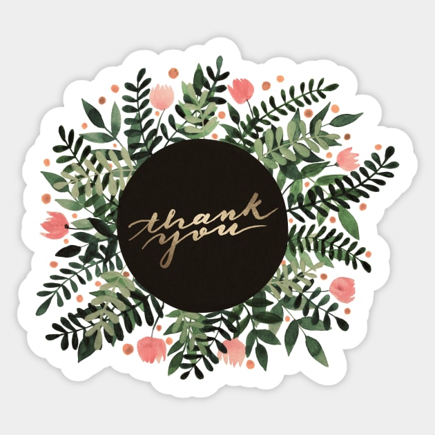 Thank you flowers and branches - sap green and pink Sticker by wackapacka